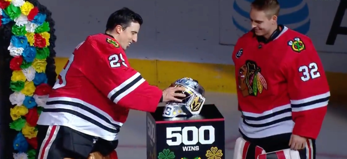 Fleury earns 500th win in Chicago's 2-0 win over Canadiens
