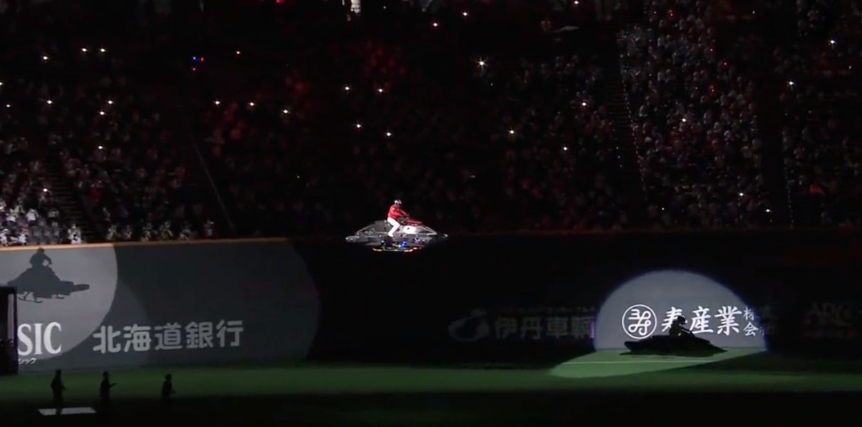 Big Boss Flew into the Nippon-Ham Fighters Home Opener on a Literal  HOVERCRAFT - Bleacher Nation