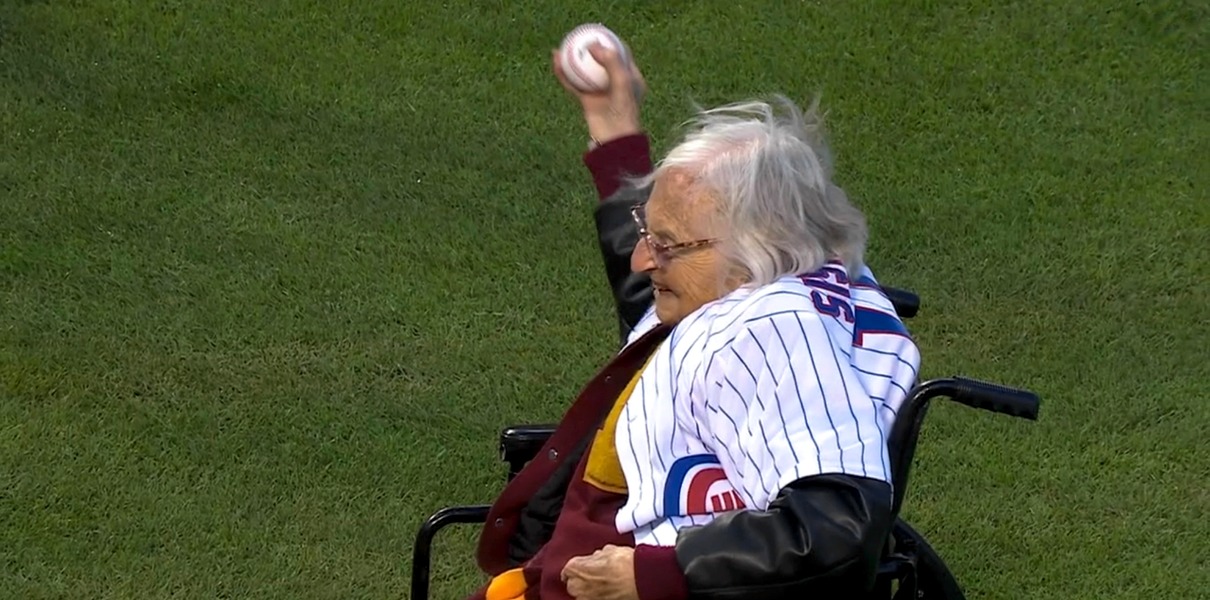 Sister Jean, Age 103, Threw Out a Pretty Incredible First Pitch at the Cubs  Game - Bleacher Nation