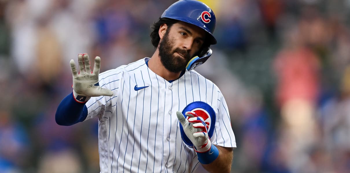 Dansby Swanson #7 of the Chicago Cubs at bat during the 2023 MLB