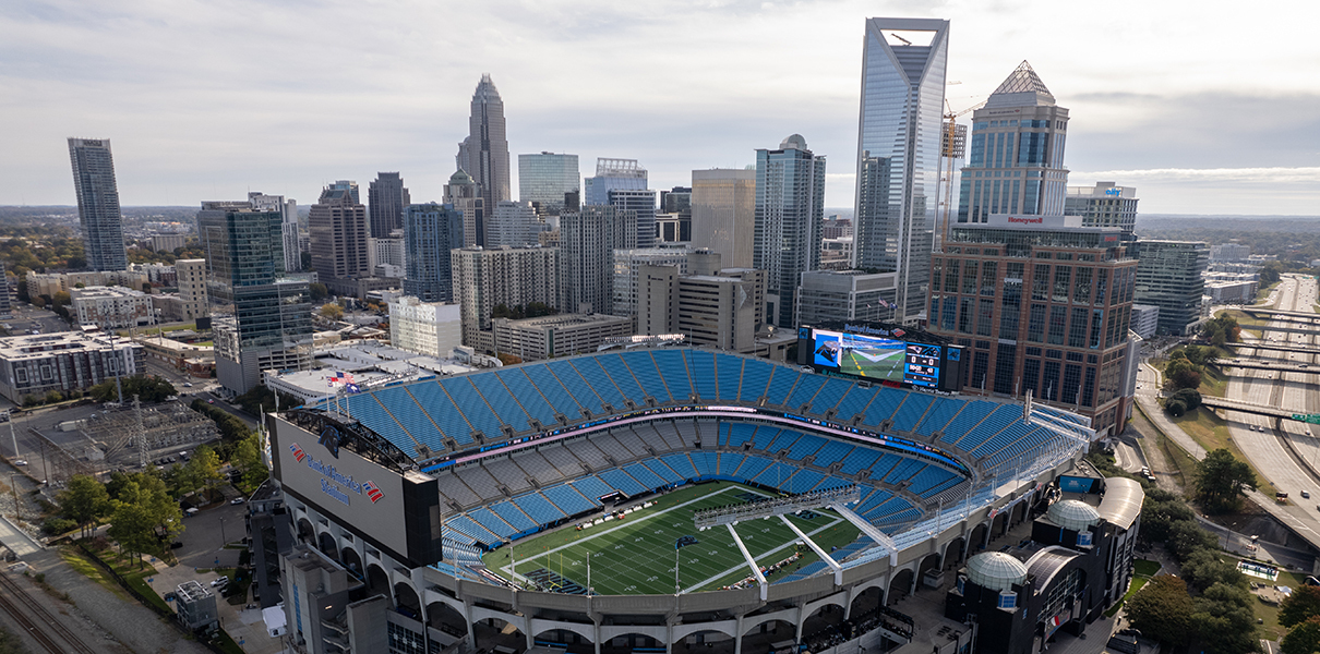 Bank of America Stadium and downtown Charlotte, NC