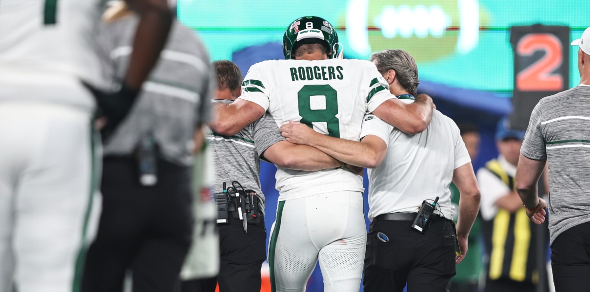 Aaron Rodgers suffered a torn Achilles in his first game with the Jets