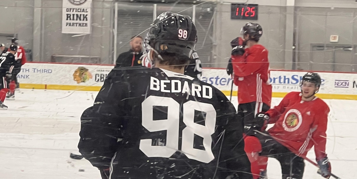 Connor Bedard takes the ice for his first NHL training camp with the Chicago  Blackhawks