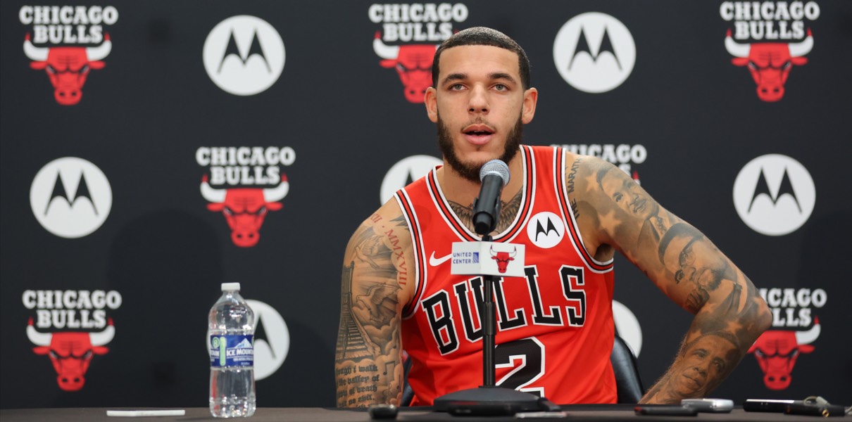 Lonzo Ball of the Chicago Bulls at Media Day