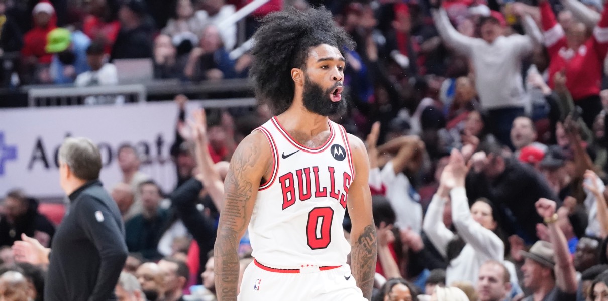 Coby White of the Chicago Bulls celebrates