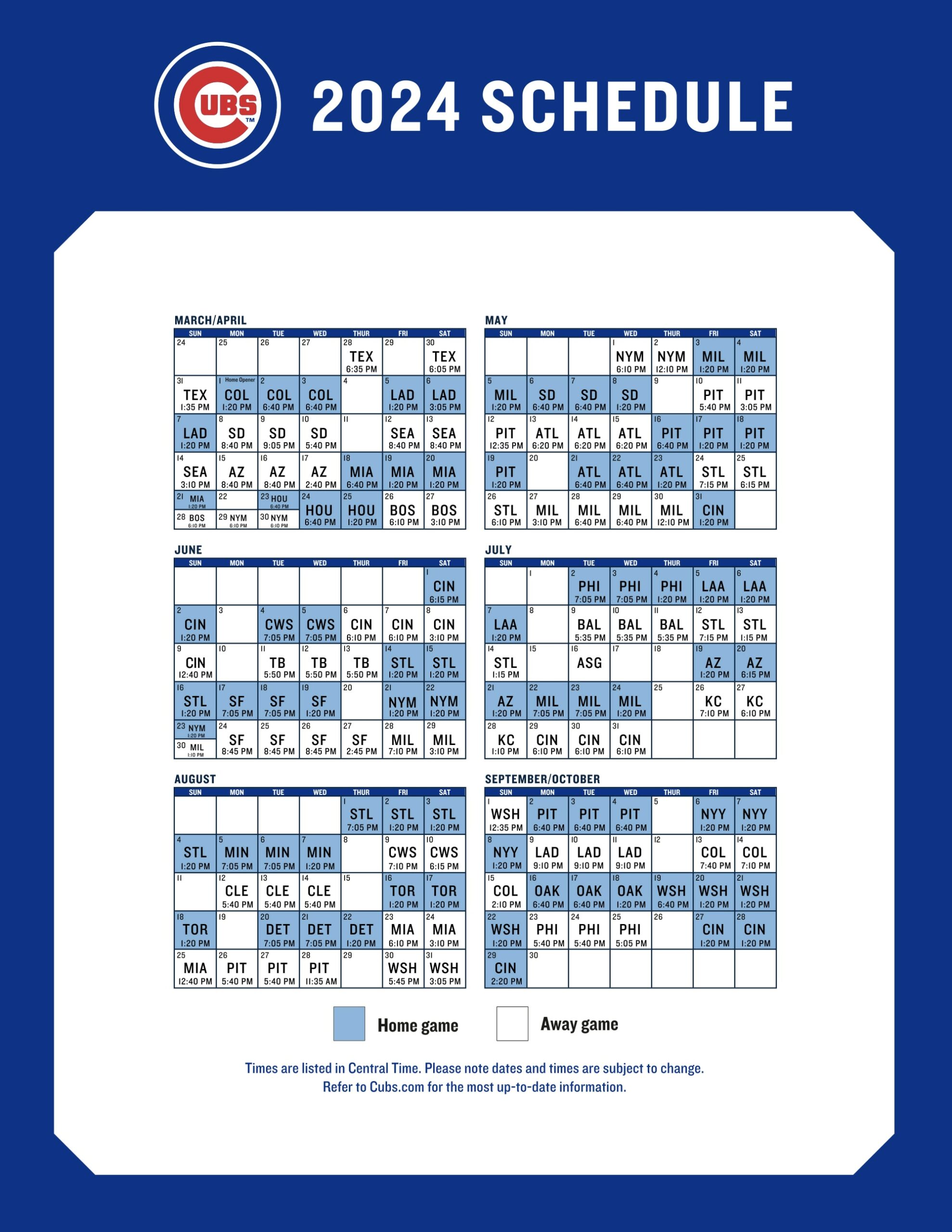 Cubs 2024 schedule