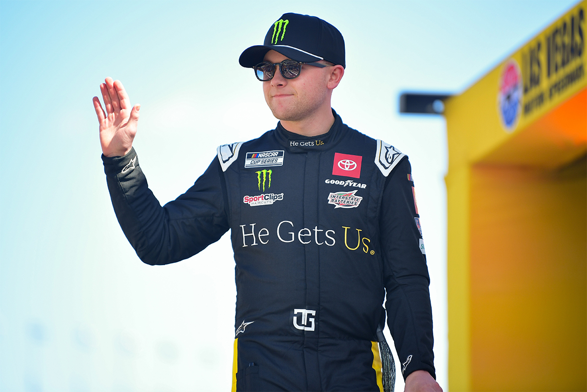 Mar 3, 2024; Las Vegas, Nevada, USA; NASCAR Cup Series driver Ty Gibbs (54) is introduced before the Pennzoil 400 at Las Vegas Motor Speedway. Mandatory Credit: Gary A. Vasquez-USA TODAY Sports