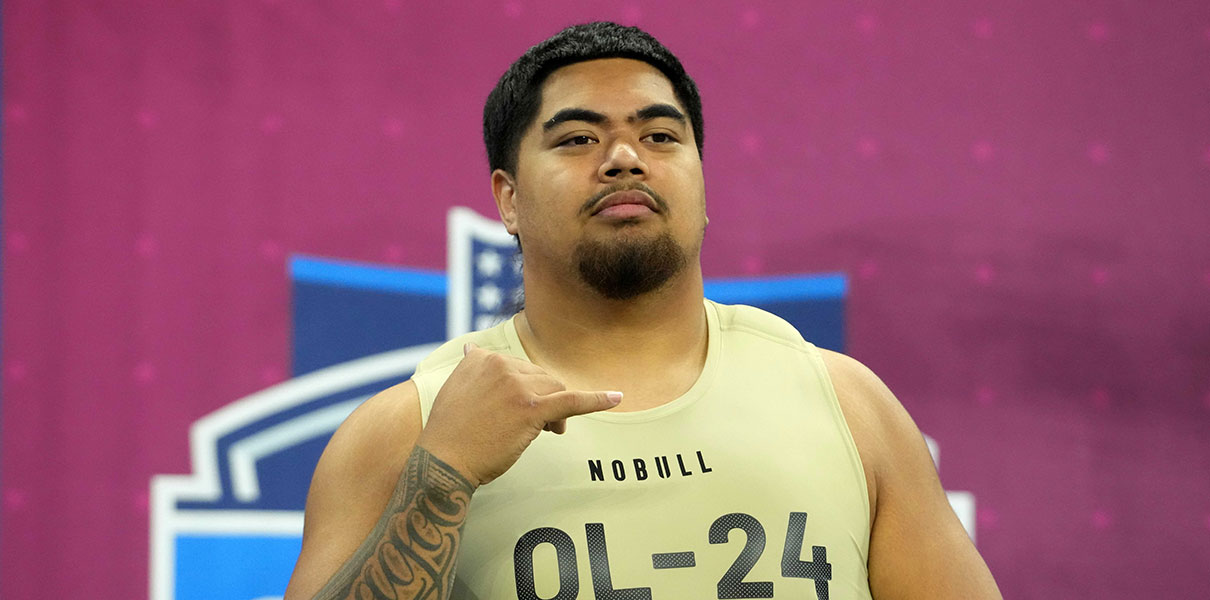Taliese Fuega may be the Las Vegas Raiders first selection in the 2024 NFL Draft. 