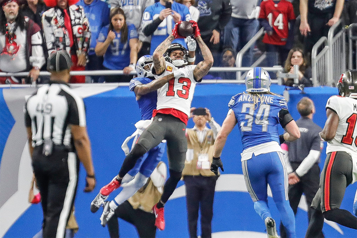 Tampa Bay Buccaneers Top 5 NFL Draft Priorities - Mike Evans making an incredible catch against the Detroit Lions during their Divisional Round game. 