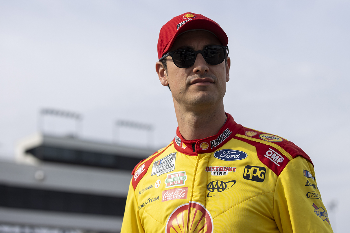 Mar 30, 2024; Richmond, Virginia, USA; NASCAR Cup Series driver Joey Logano (22) during practice for the Toyota Owners 400 at Richmond Raceway. Mandatory Credit: Peter Casey-USA TODAY Sports