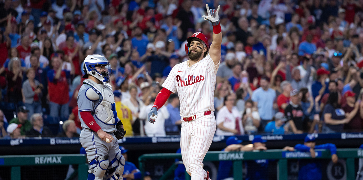 Bryce Harper celebrates a home run MLB Notes